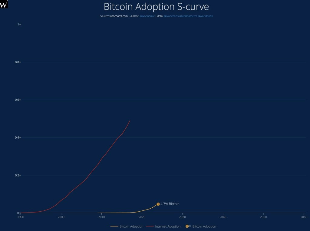 Bitcoin adoption curve | Source: @woonomic via X