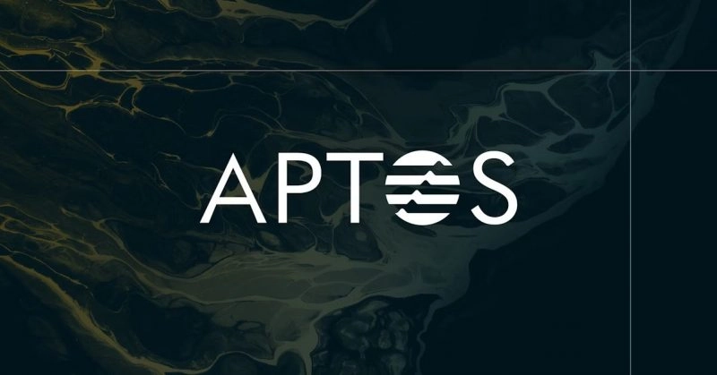 Golden Aptos coin floating above teal background, representing Aptos ecosystem fund