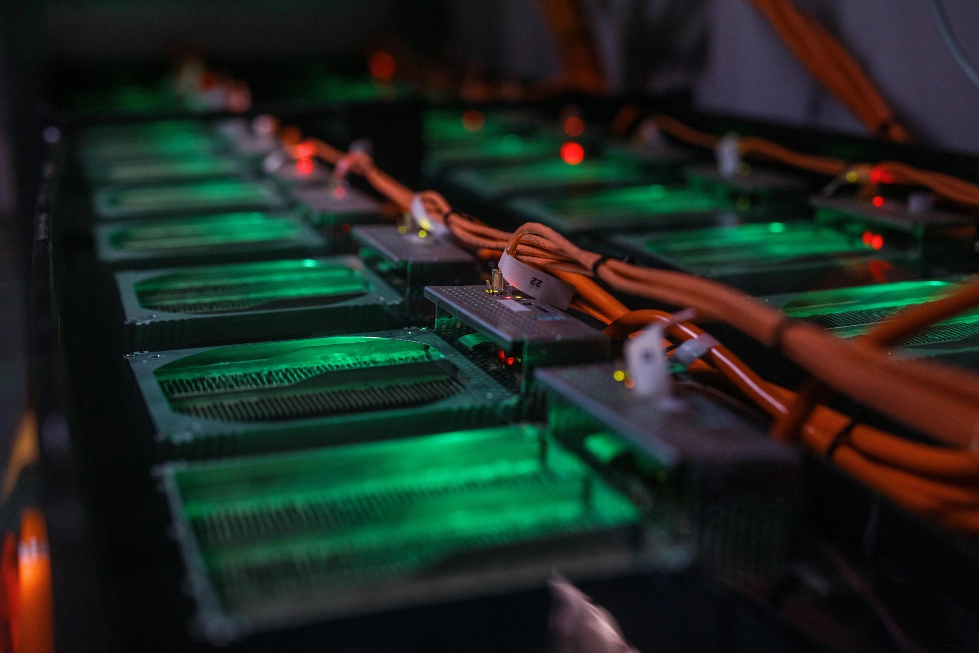 Mining units at a bitcoin mining facility in Texas. 