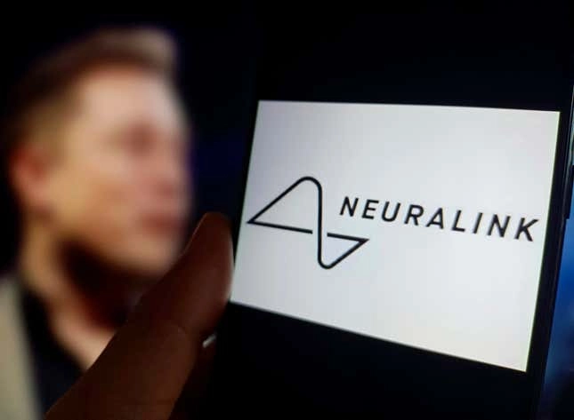 An illustration of Neuralink is being displayed in Suqian, Jiangsu Province, China, on January 30, 2024. 