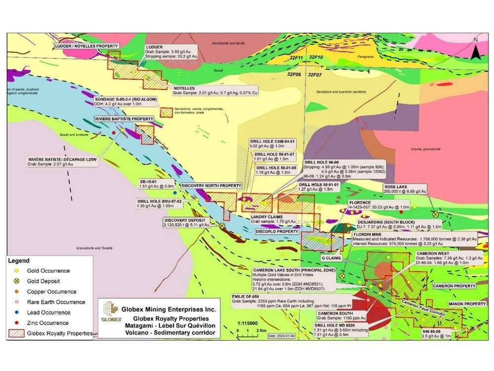 Properties Outlined in Red Sold to O3 Mining