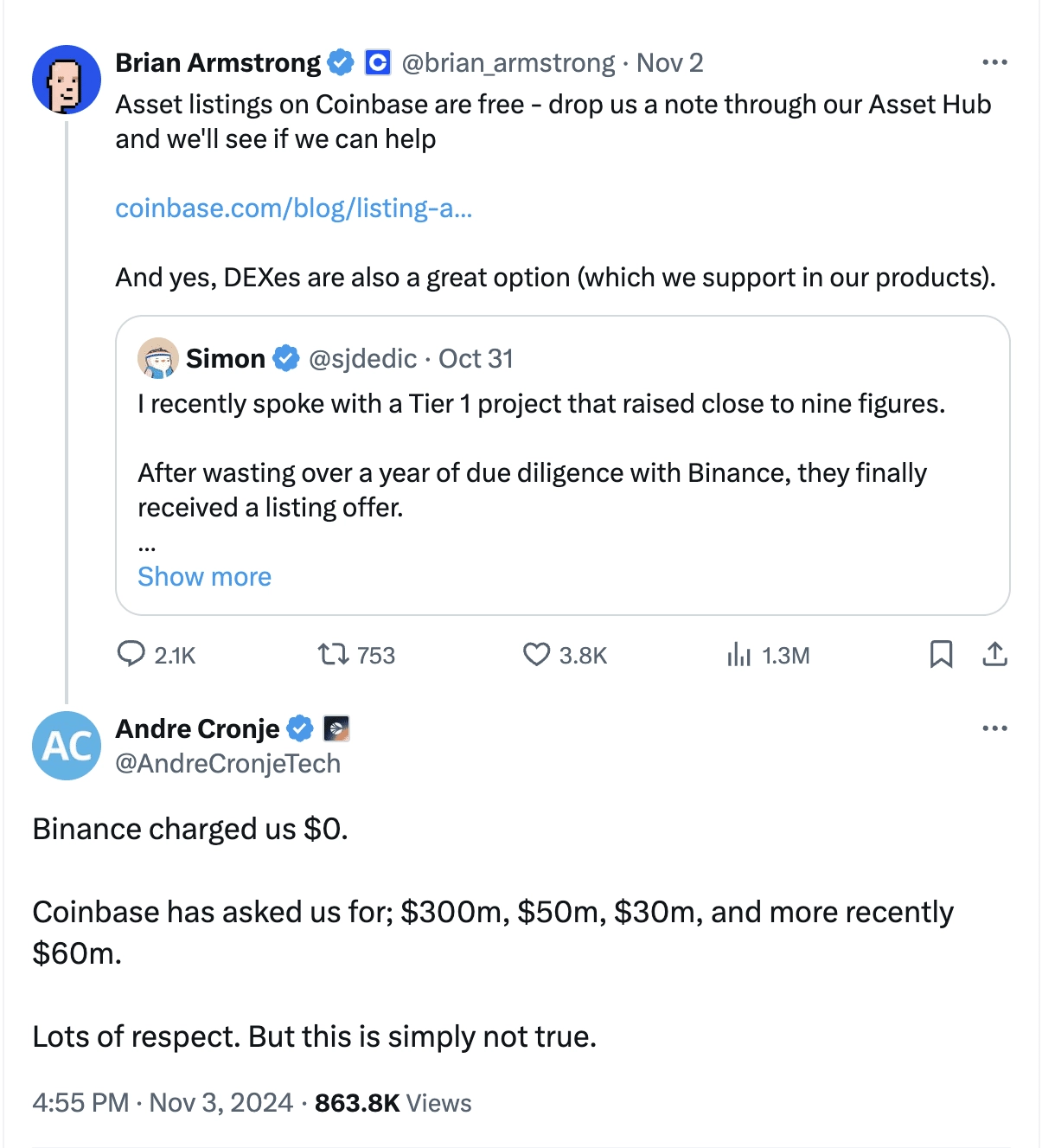 Coinbase CEO fee allegations