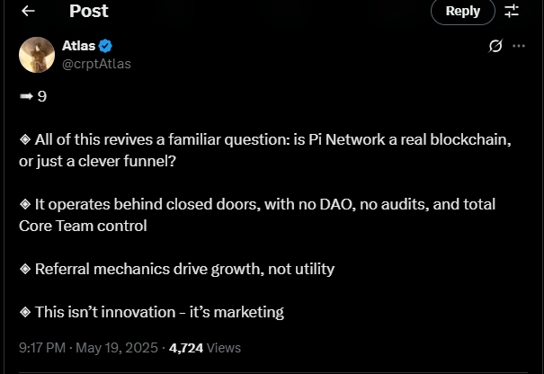 Analyst Calls Pi Network ‘Biggest Rug of 2025' After Token Dump