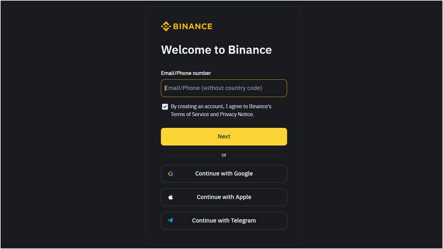 register-new-account-on-binance-to-use-binance-pay