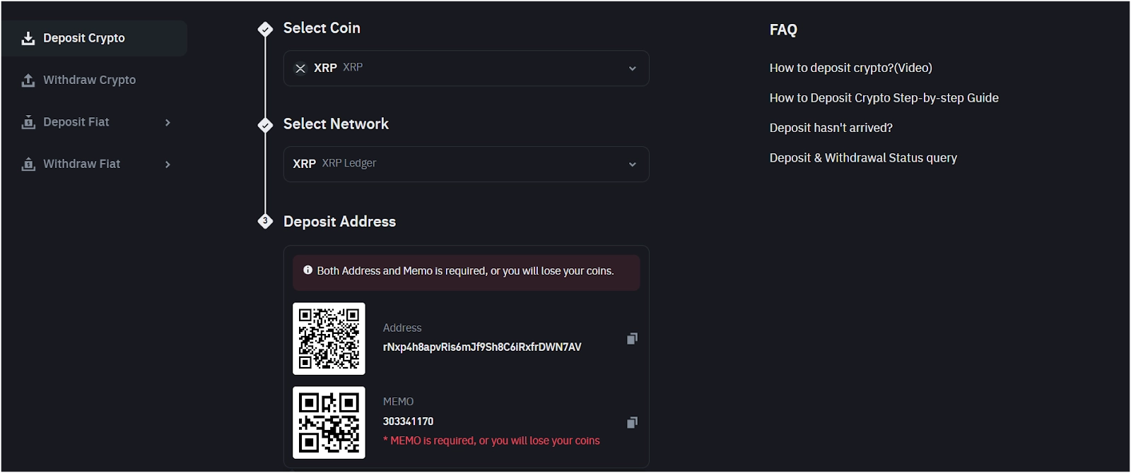 Deposit XRP or Buy XRP