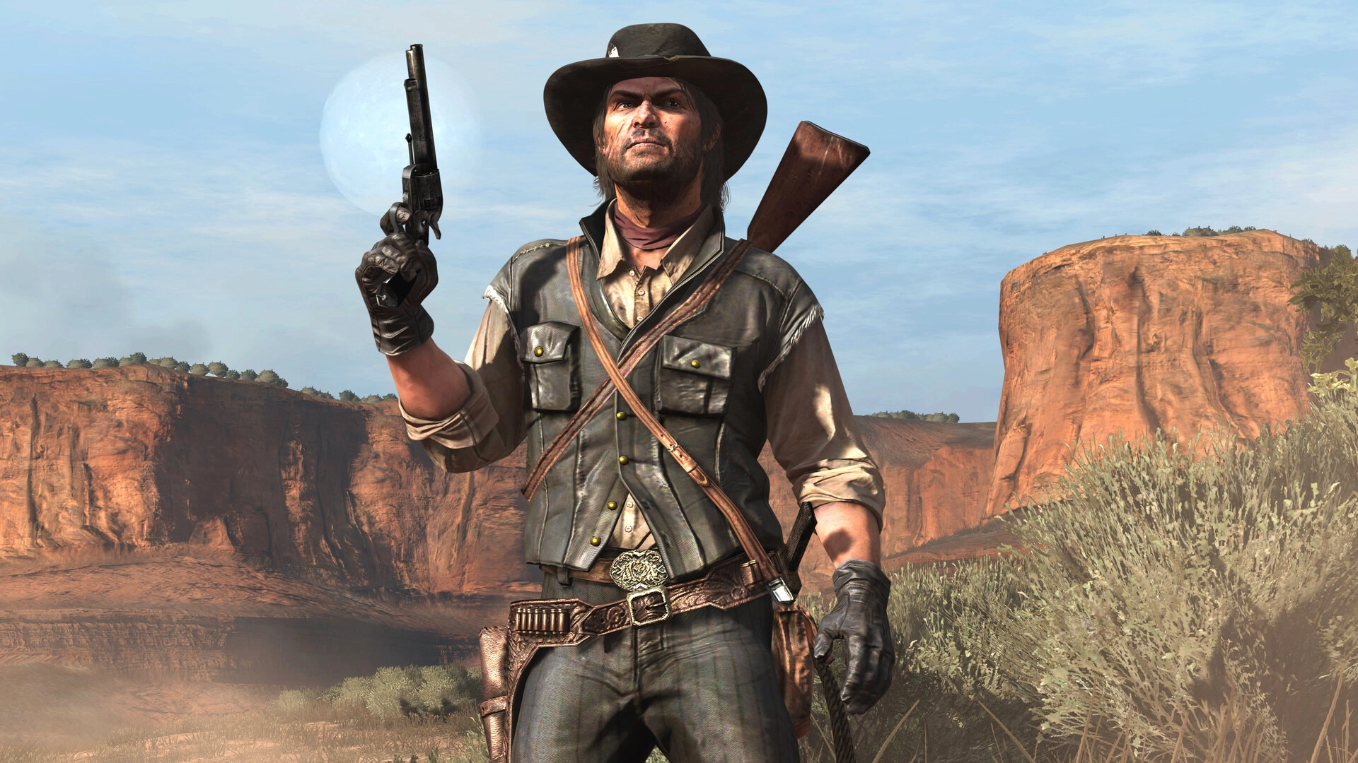 A screenshot of the upcoming PC port for Red Dead Redemption. 