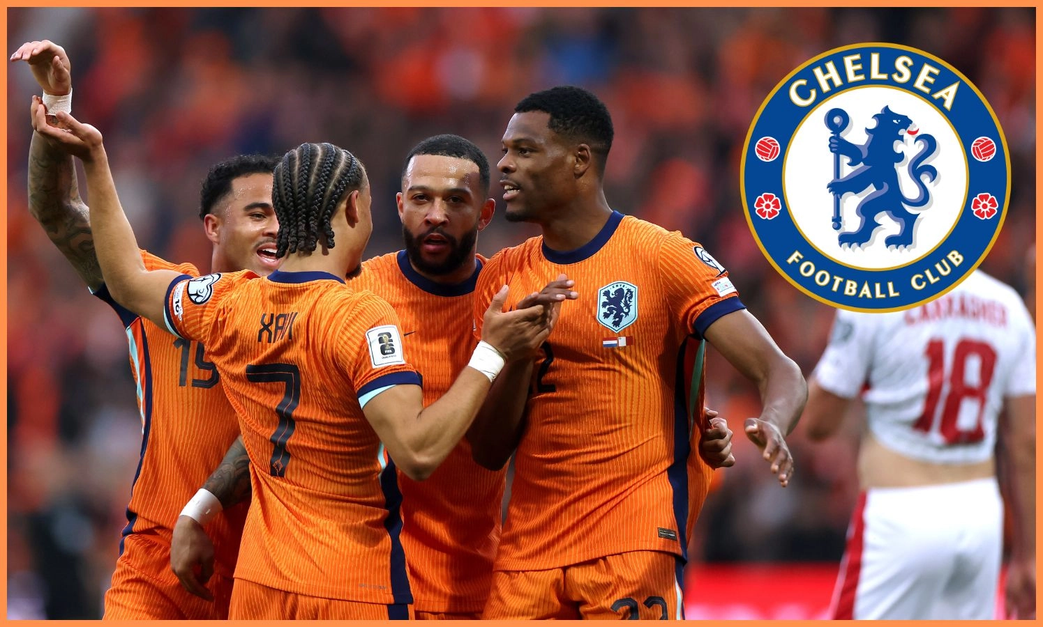 Xavi Simons celebrates with his Dutch international teammates