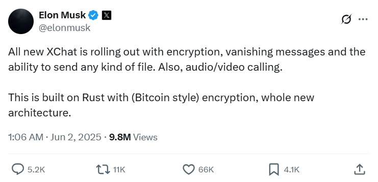 XChat Follows Encrypted Messaging Deactivation