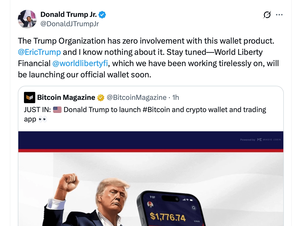 Trump Sons Disown Crypto Wallet Tied to Their Name