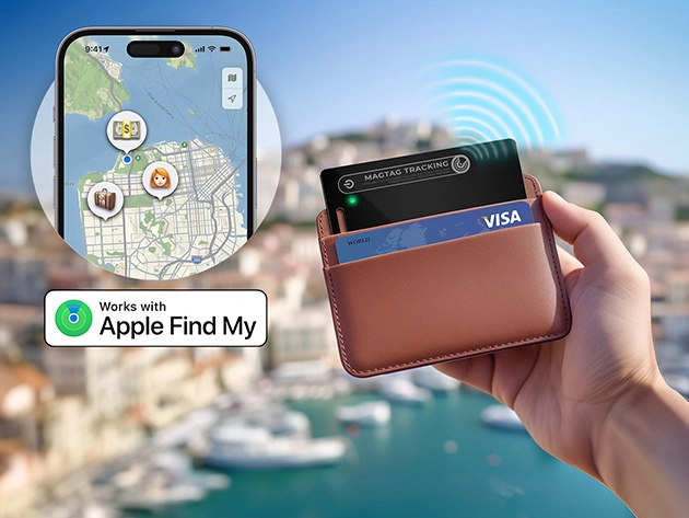 Interior image for MagTag Ultra Slim Tracker Card Works with Apple Find My App Stack Commerce sponsored deal
