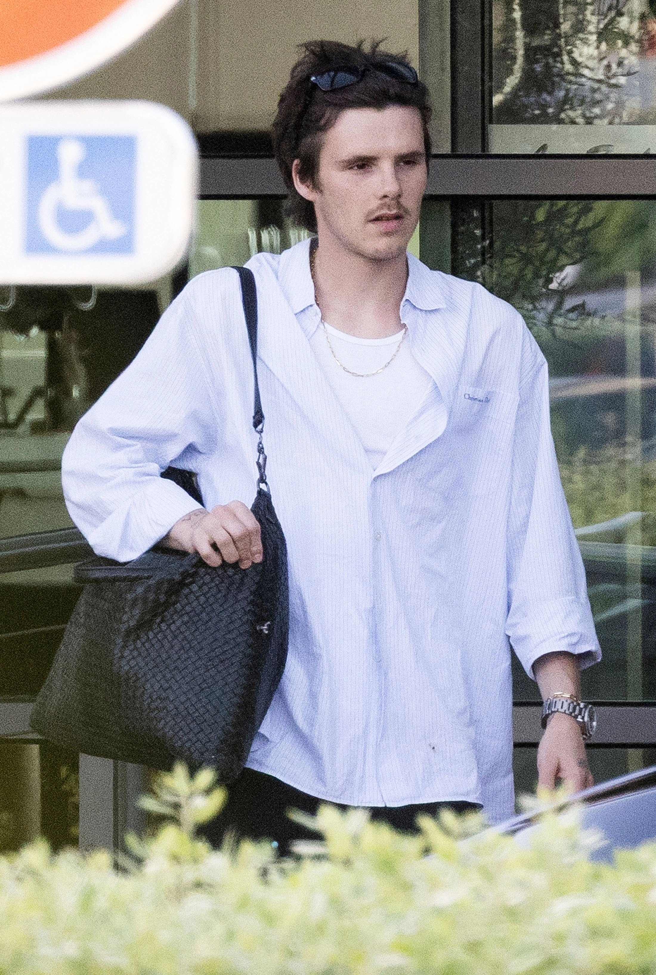 Romeo Beckham arriving at Paris-Le Bourget Airport.