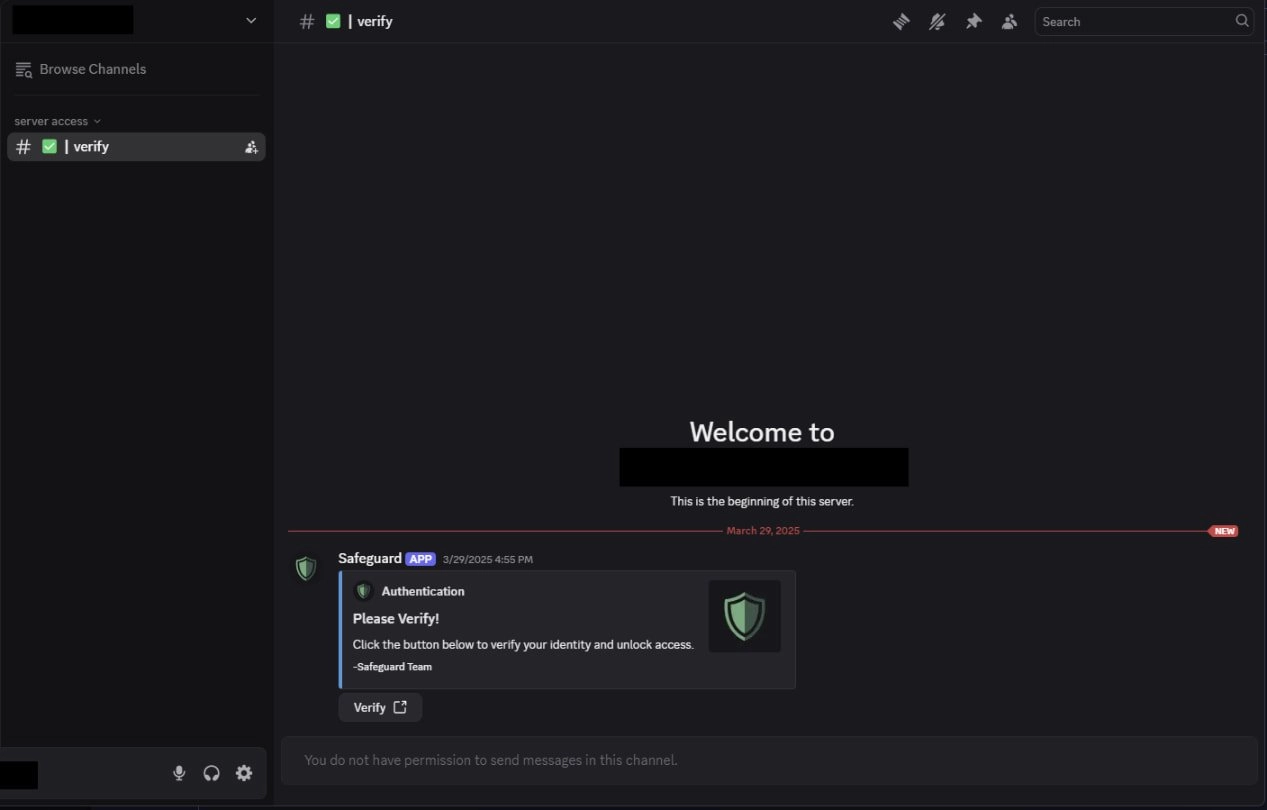 Attacker's Discord channel