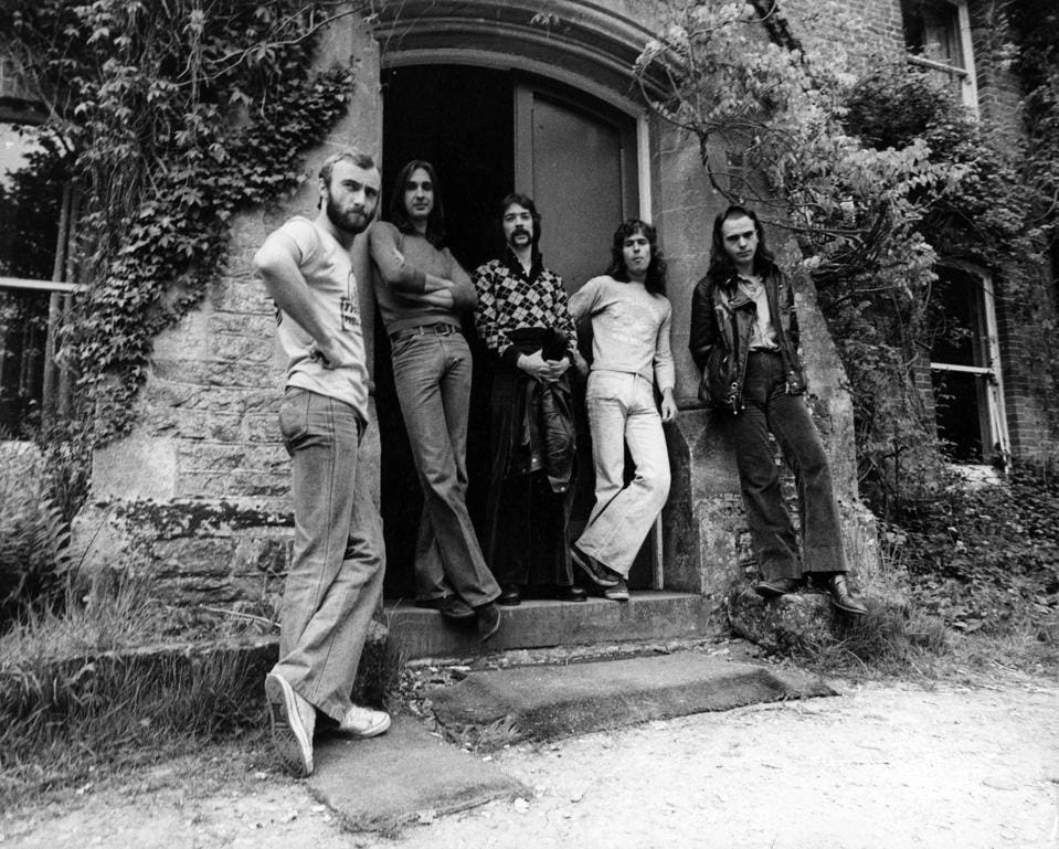 Photo of GENESIS and Tony BANKS and Peter GABRIEL and Phil COLLINS and Steve HACKETT and Mike RUTHERFORD