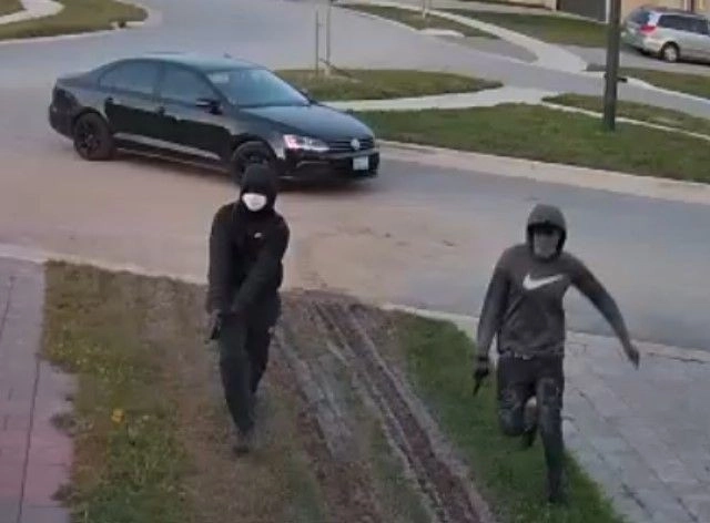 London police released this image of two suspects in the Sept. 10, 2021, shooting death of London nurse Lynda Marques at her upscale northwest London house. (Supplied)