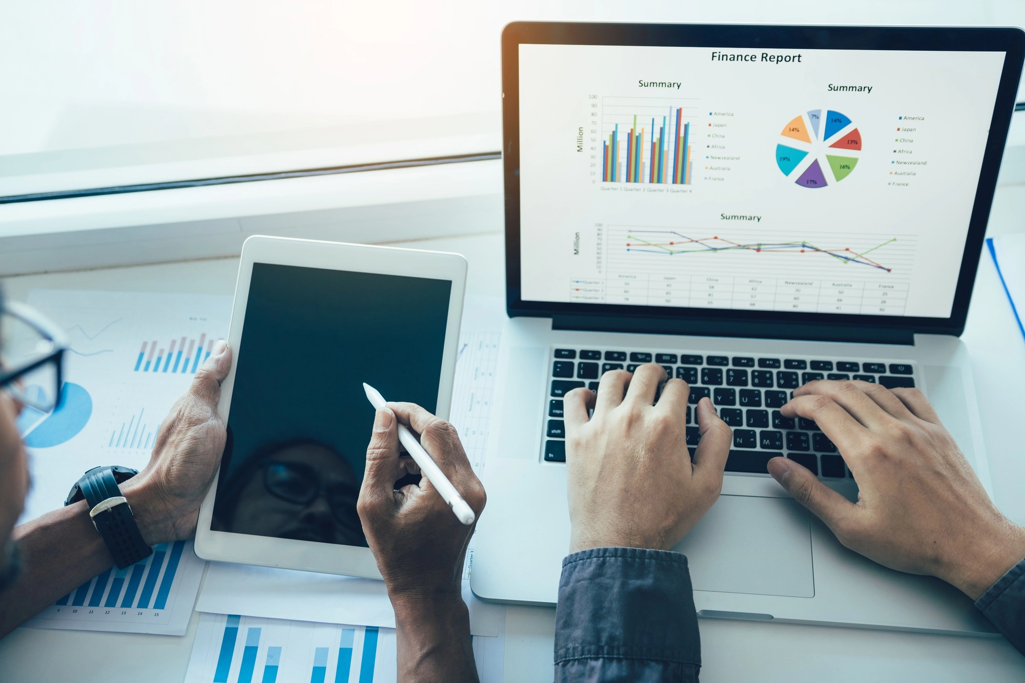 Two entrepreneur person working and colleague analyzing data for new start-up