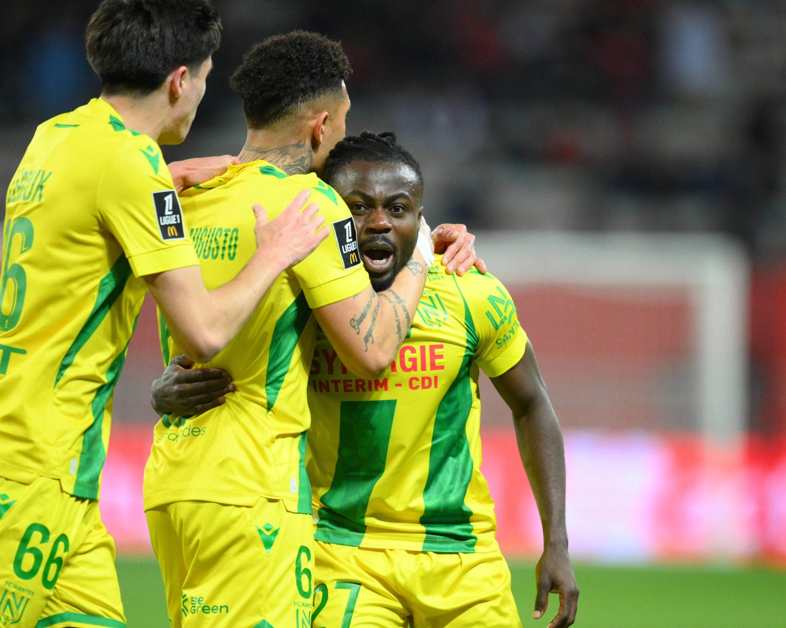Douglas Augusto and Moses Simon of FC Nantes