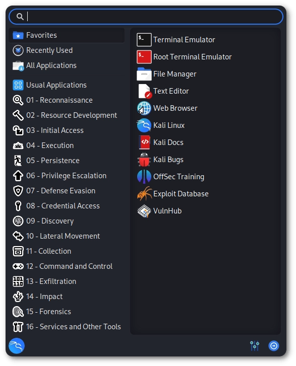 New Kali Menu