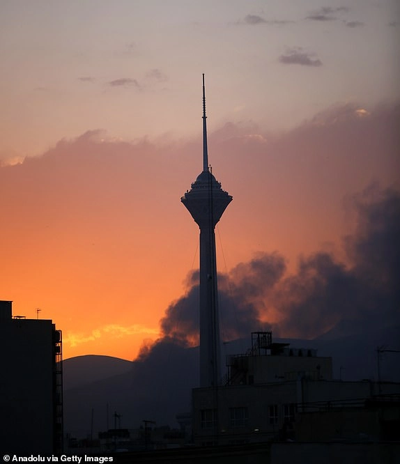 TEHRAN, IRAN - JUNE 16: Smoke rises from the area where Israeli forces struck the Iranian state television building in Tehran, Iran on June 16, 2025. The Iranian Radio and Television Broadcasting Corporation (IRIB) reported in a statement that their building in the capital Tehran was targeted by Israel. (Photo by Fatemeh Bahrami/Anadolu via Getty Images)