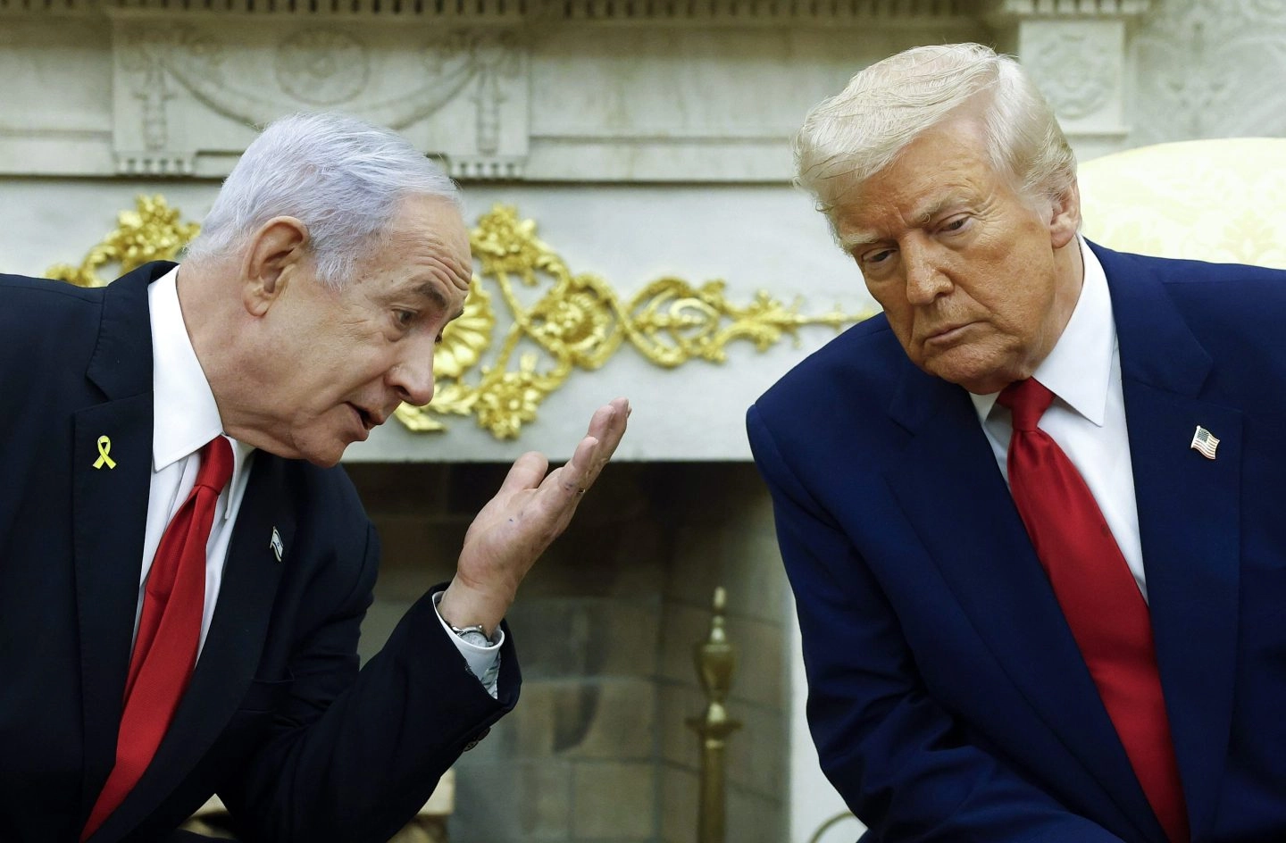 Israeli Prime Minister Benjamin Netanyahu (left) with President Donald Trump during a meeting in the Oval Office, April 7, 2025.