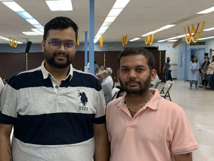 Dhurvest Patel and Niket Patel attended the memorial and prayer service for Piyushkumar Patel at the Shree Swaminarayan Gurukul Rajkot Sansthan