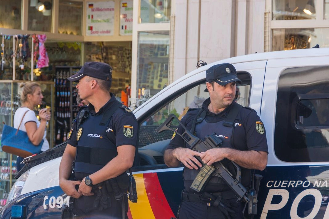 MALAGA, SPAIN - September 17, 2017 - Police on the streets of Malaga after Barcelona terrorist attacks