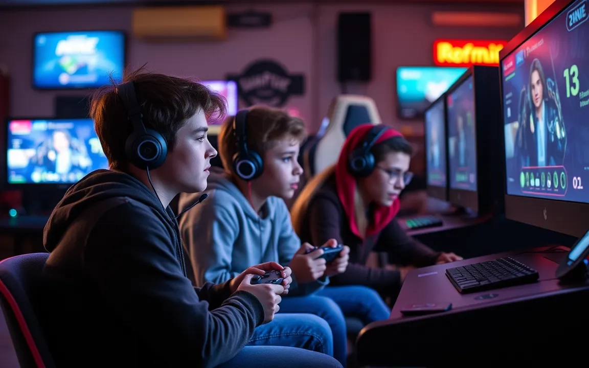 AI generated image of kids playing games
