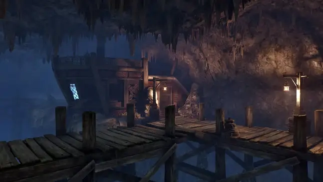 An exterior view of the Captains Quarters in the Thieves Den in Oblivion Remastered.