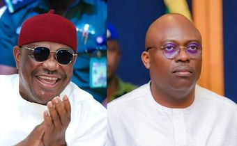 FCT Minister, Nyesom Wike and Governor Siminalayi Fubara of Rivers State. [DailyTrust/Facebook]