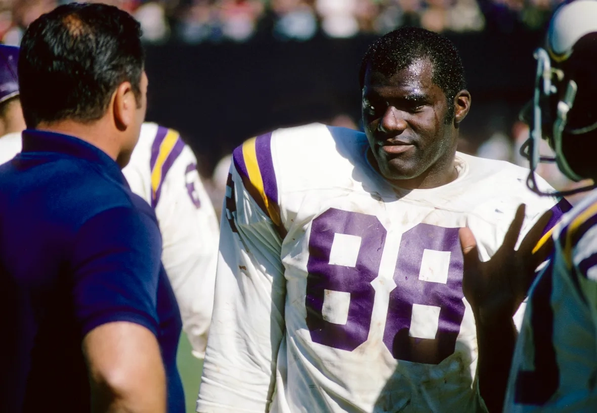 Vikings legend Alan Page on the sideline during the 1969 season.