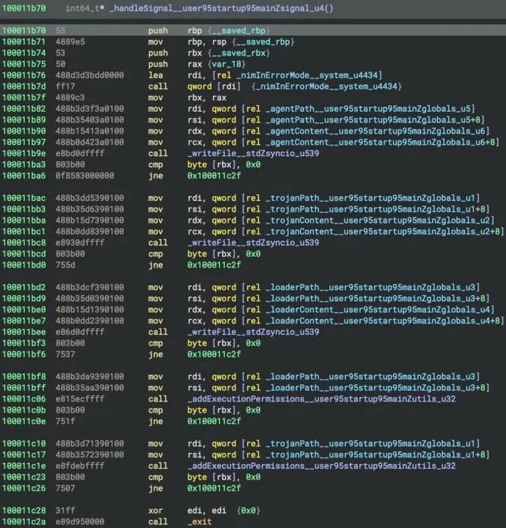 Wiritng the malware components back to disk when the process is terminated