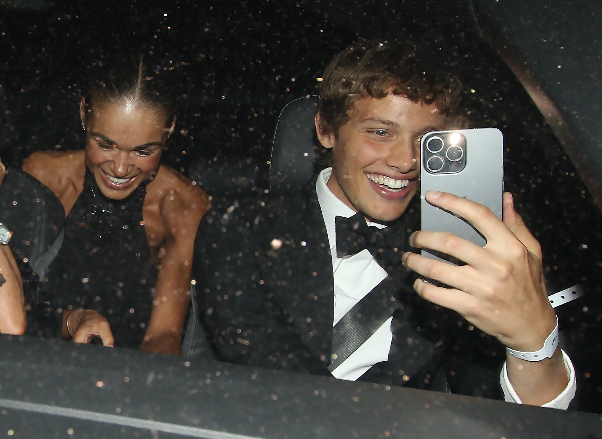 Bobby Brazier and Tillie Amartey taking a selfie after a film awards ceremony.
