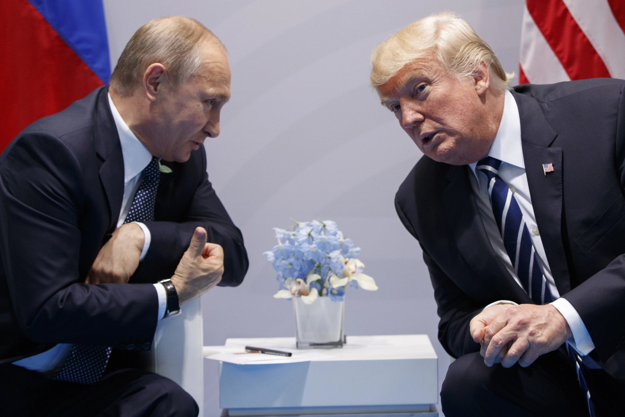 President Trump and Vladimir Putin meeting.