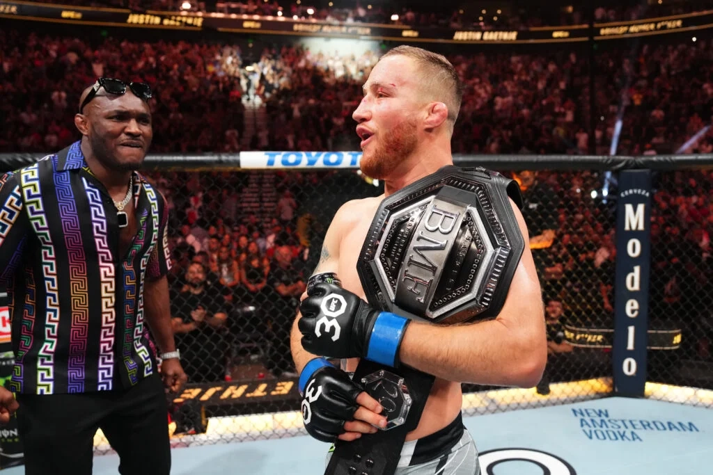 Justin Gaethje with BMF belt at UFC 291