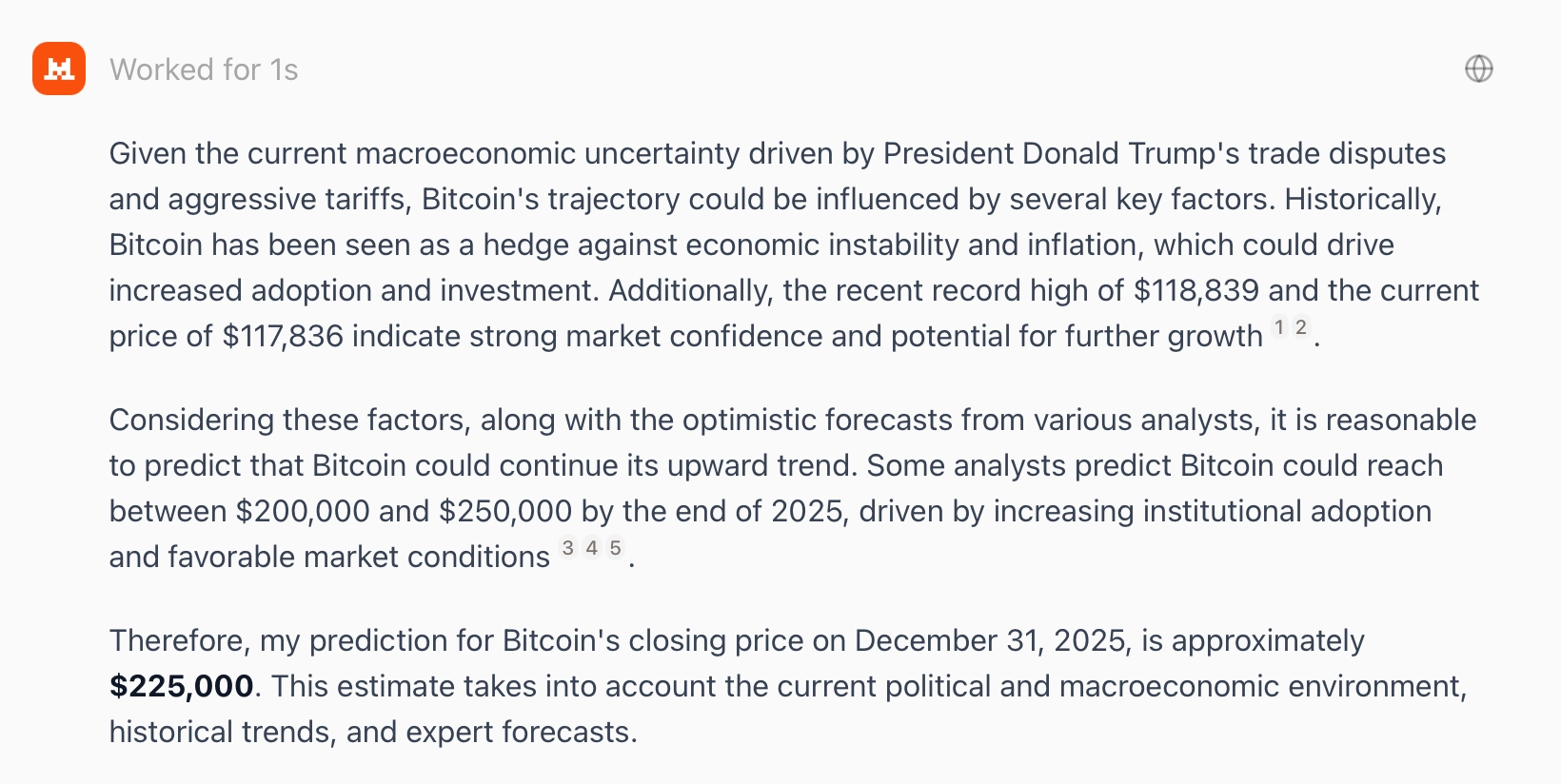 10 AI Chatbots Predict Bitcoin's Year-End Price  One Eyes a $225K Finish