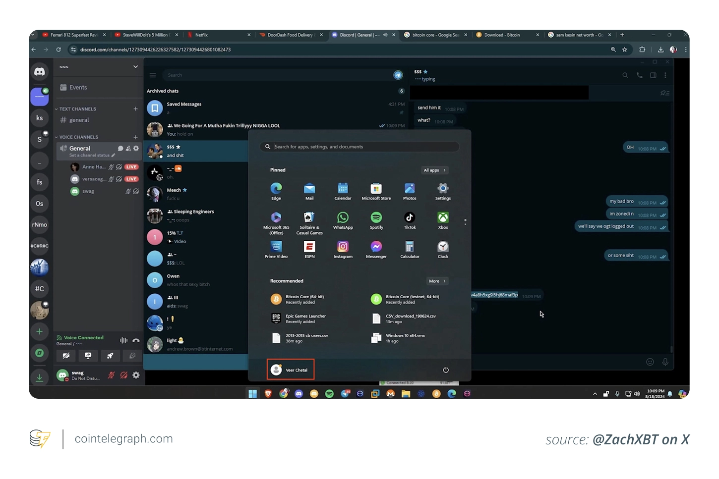 Chetal's full name is visible in live screenshare