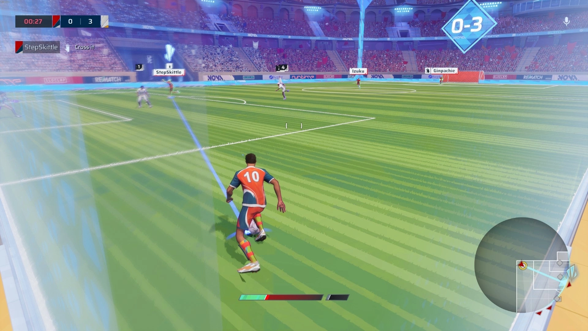 Lining up a cross from the corner in Rematch.