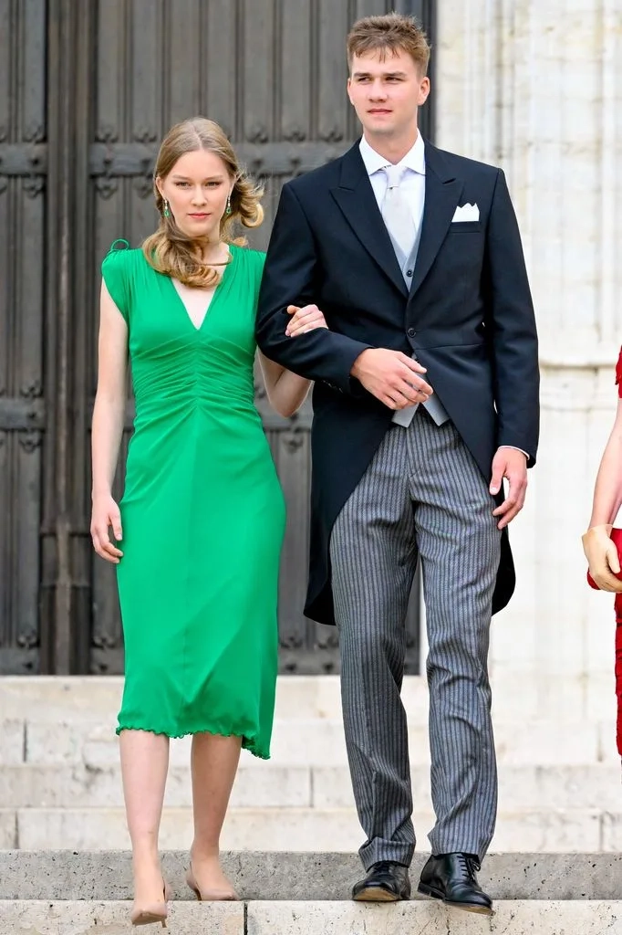 Prince Gabriel, Princess Eleonore attending Te Deum at Cathedral of St. Michael and St. Gudula in Brussels,