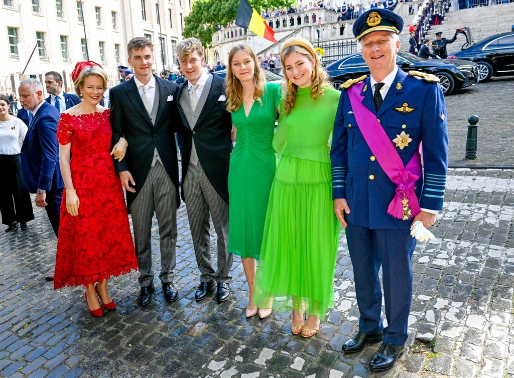 Belgian royals pose for photo outside Cathedral
