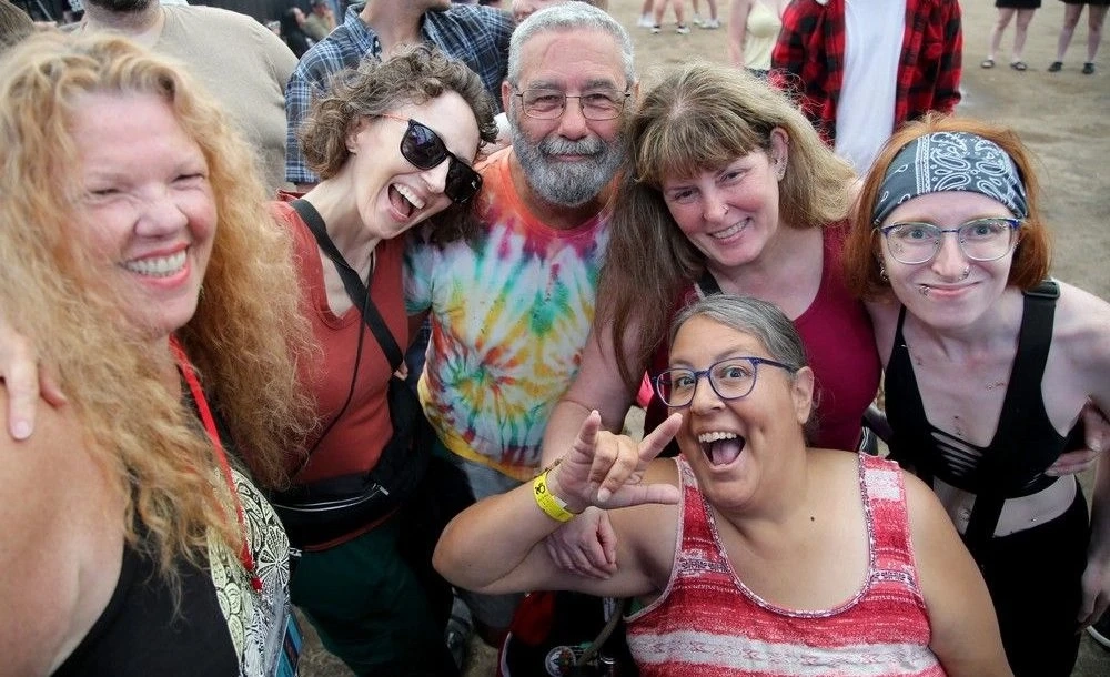 Donald Neville was again at stage front for Bluesfest on Thursday evening along with pals, left to right, Julie Hanes, Nancy Desaulniers, Kelly McLeod, Jennifer Diotte and Meagan McLeod.
