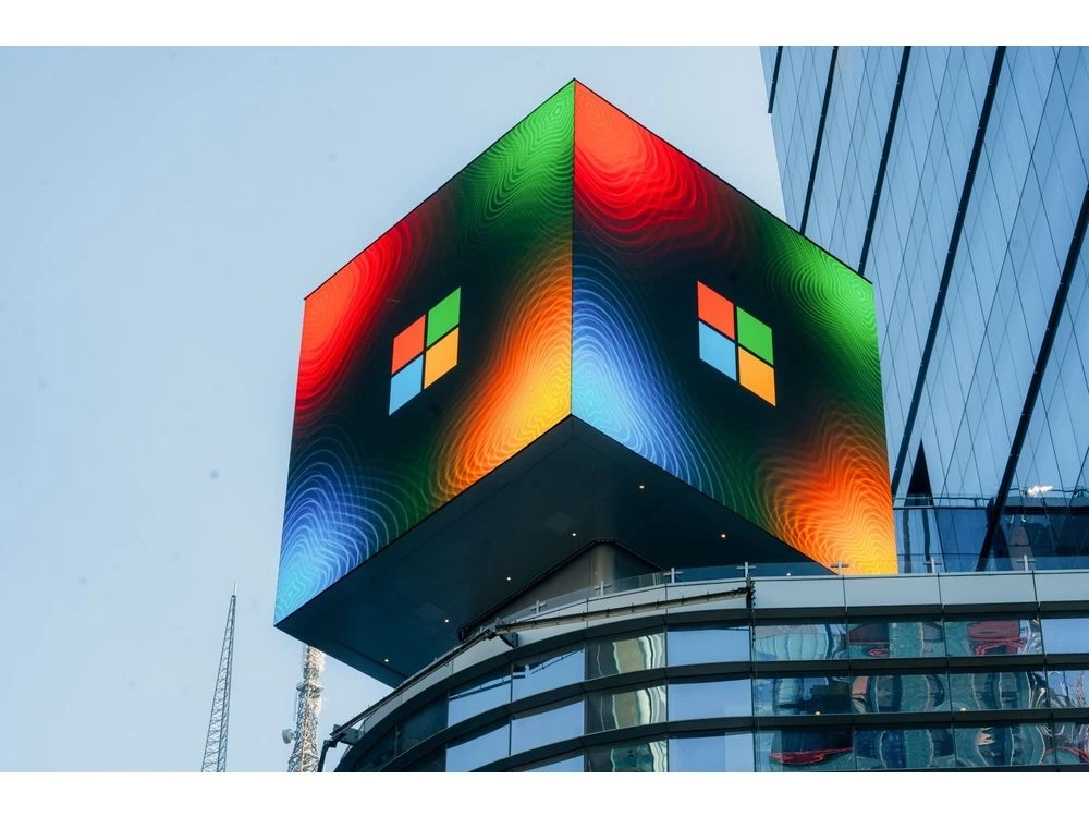 A Microsoft signage in New York, US, on Friday, Oct. 25, 2024. Microsoft Corp. is scheduled to release earnings figures on October 30. Photographer: Jeenah Moon/Bloomberg