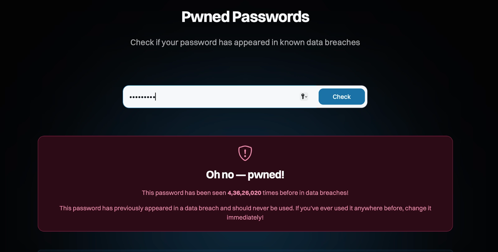 Testing a password on HIBP