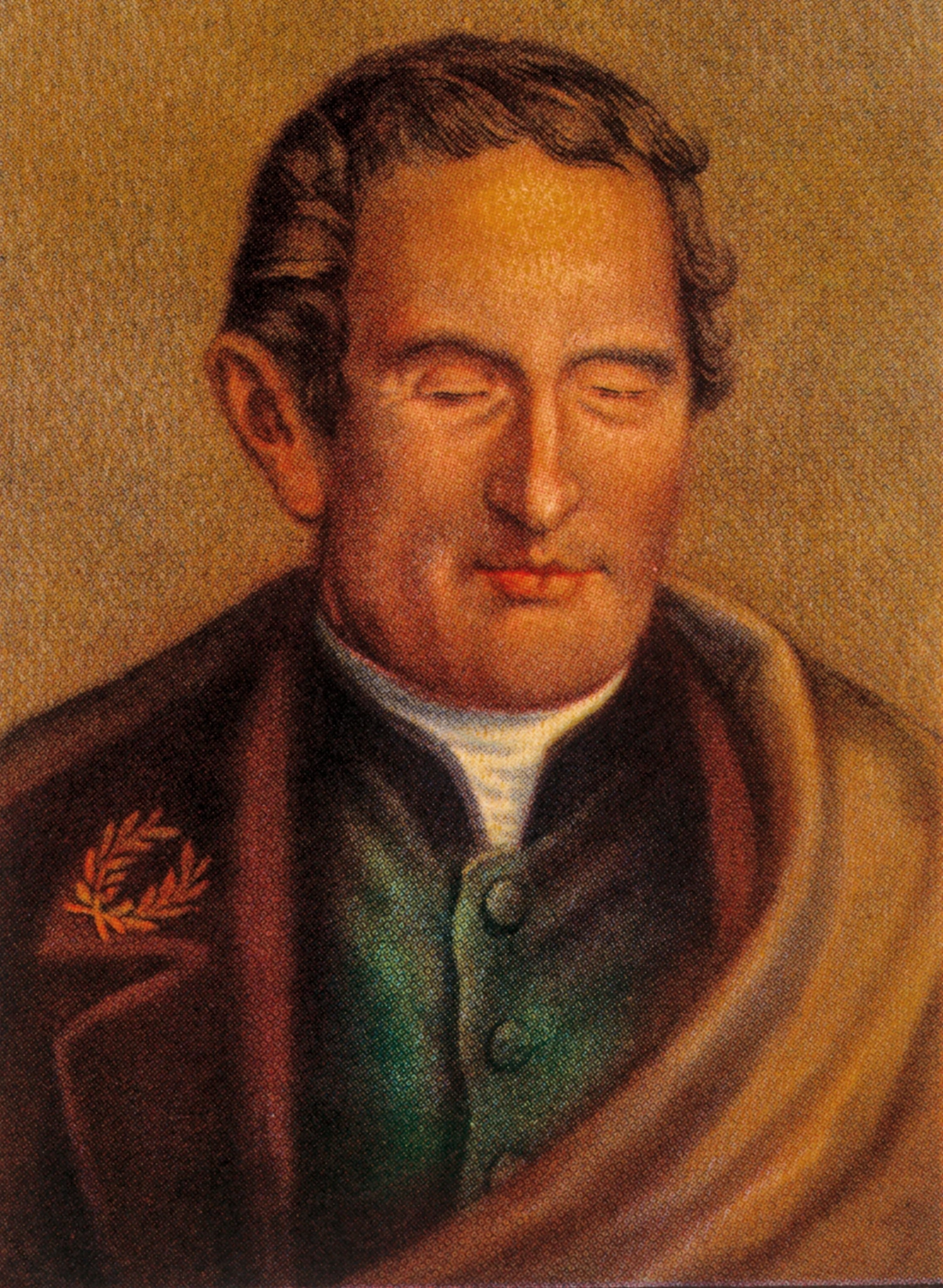 Braille is depicted on a collectors card from the 1920s