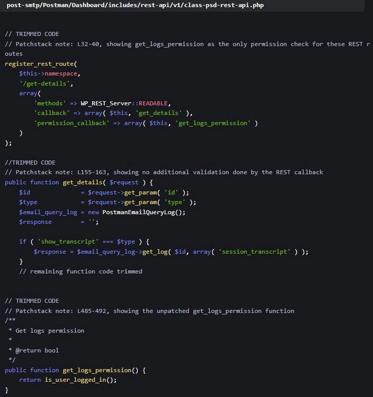The vulnerable code