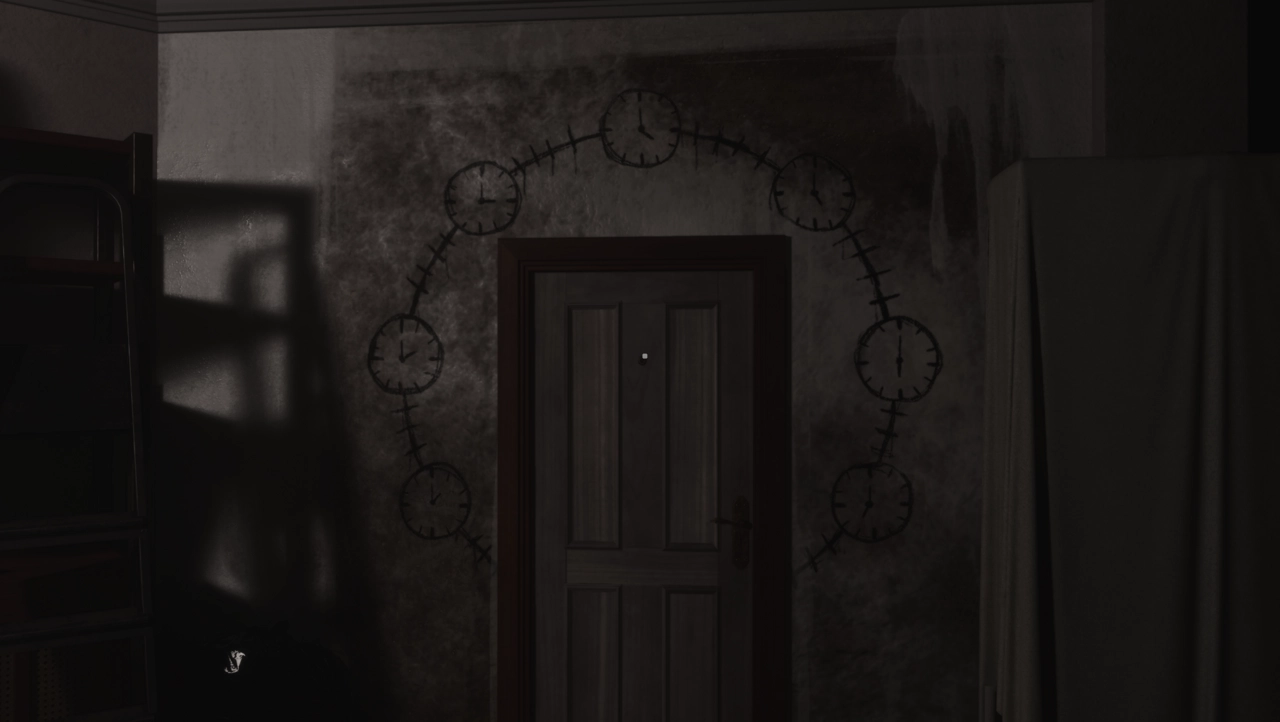 You have to find seven clocks to open this door.
