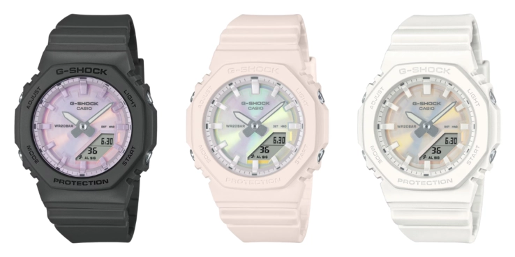 From left to right: the GMAP2100PC1A, GMAP2100PC4A, and GMAP2100PC7A. (Image source: Casio)