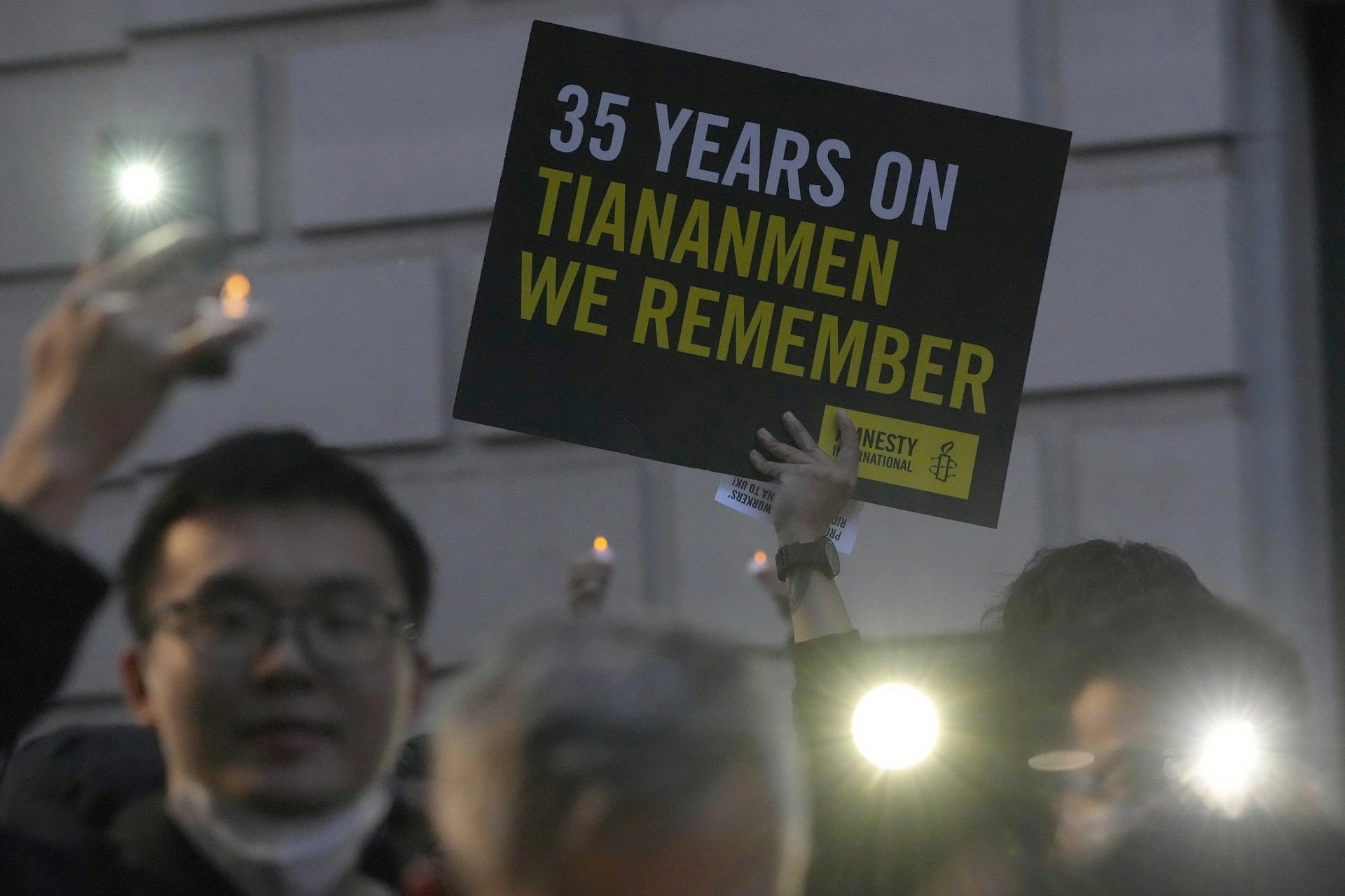 protesters gather for 1989 Tiananmen Square crackdown anniversary
