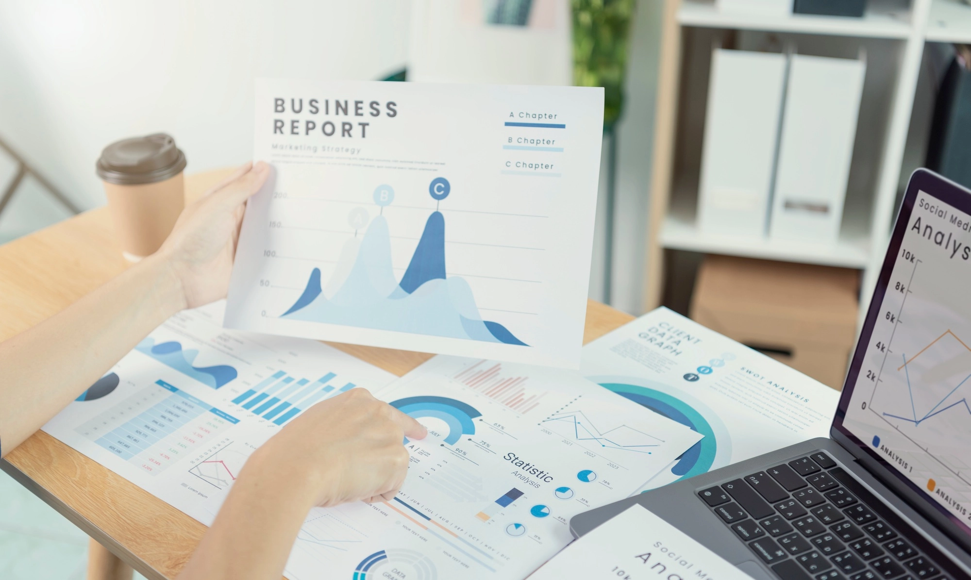 Businesspeople working in finance and accounting Analyze financial graph budget and planning